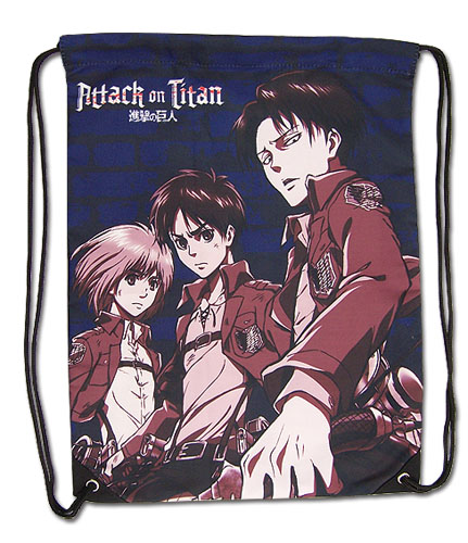 Attack On Titan - Eren, Levi & Armin Drawstring Bag, an officially licensed product in our Attack On Titan Bags department.