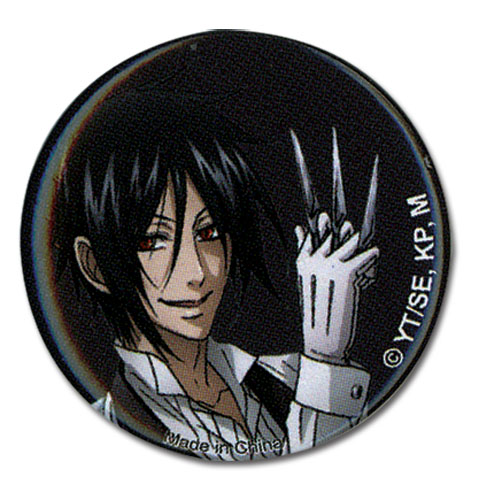 Black Butler Sebastian With Knives Button, an officially licensed Black Butler product at B.A. Toys.