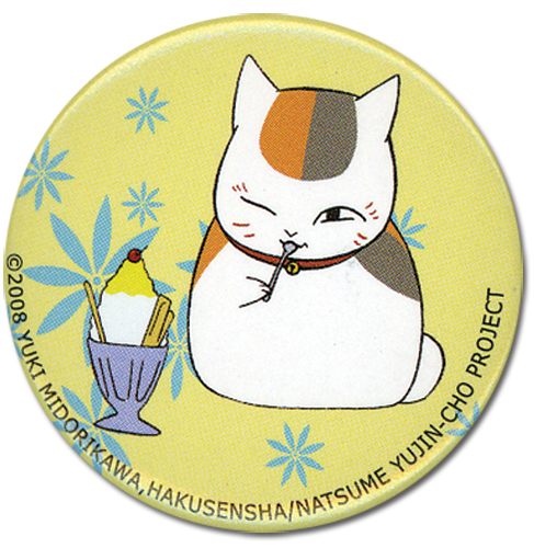 Natsume's Book Of Friends - Nyanko's Ice Cream Button 1.25'', an officially licensed product in our Natsume'S Book Of Friends Buttons department.