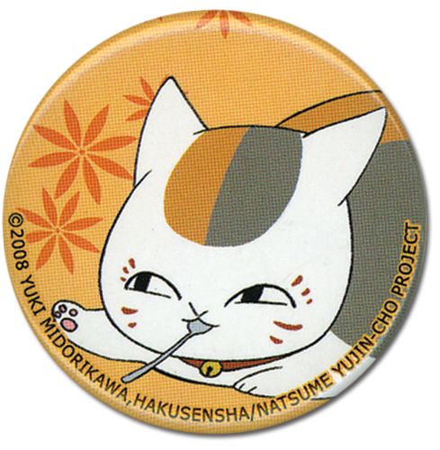 Natsume's Book Of Friends - Nyanko With Spoon Button, an officially licensed product in our Natsume'S Book Of Friends Buttons department.