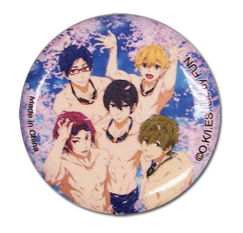 Free! 2 - Group Sakura Pool Button, an officially licensed product in our Free! Buttons department.