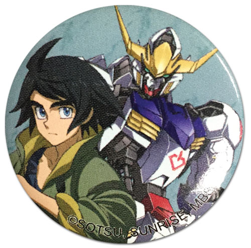 Gundam Iron Blooded Orphans - Mikazuki & Gundam 1.25'' Button, an officially licensed product in our Gundam Iron-Blooded Orphans Buttons department.