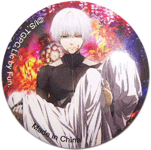 Tokyo Ghoul - Kaneki & Floral Button 1.25'', an officially licensed product in our Tokyo Ghoul Buttons department.