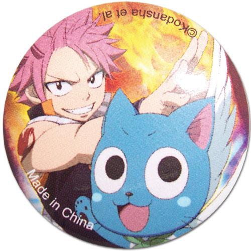 Fairy Tail - Natsu & Happy Button 1.25'', an officially licensed product in our Fairy Tail Buttons department.