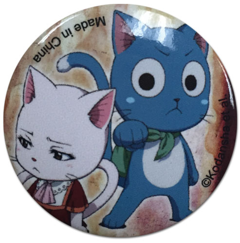 Fairy Tail - Carla And Happy Button, an officially licensed product in our Fairy Tail Buttons department.