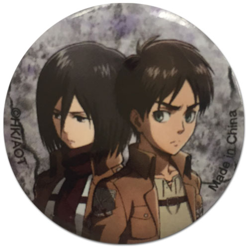 Attack On Titan - Mikasa & Eren Button 1.25'', an officially licensed Attack On Titan product at B.A. Toys.