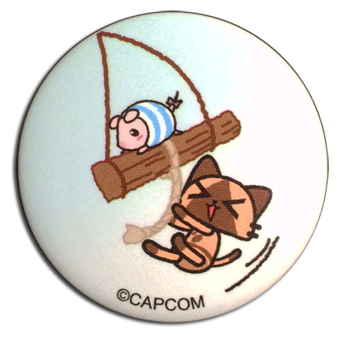Monster Hunter - Airou & Poogie On A Swing Button 1.25'', an officially licensed product in our Monster Hunter Buttons department.