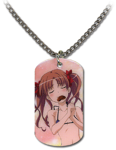 A Certain Scientific Railgun Kuroko Swimwear Holding Chocolate In Her Mouth Dog Tag Style Necklace, an officially licensed A Certain Scientific Railgun product at B.A. Toys.
