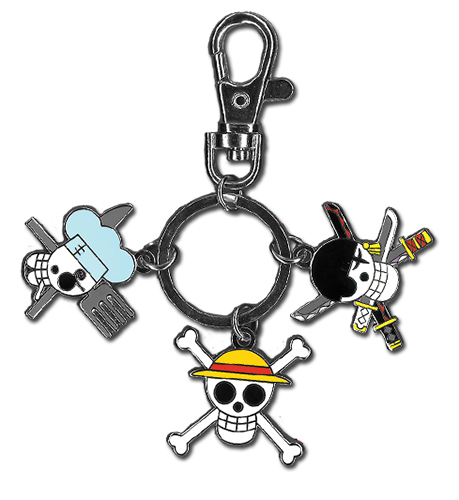 One Piece Luffy, Sanji, & Zoro Jolly Roger Metal Keychain, an officially licensed product in our One Piece Key Chains department.