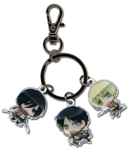 Attack On Titan - Eren, Armin & Mikasa Sd Metal Keychain, an officially licensed product in our Attack On Titan Key Chains department.