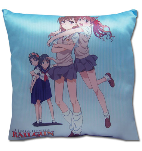 A Certain Scientific Railgun Mikoto & Friends Square Pillow, an officially licensed product in our A Certain Scientific Railgun Pillows department.