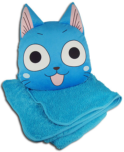 Fairy Tail - Happy Pillow With Blanket, an officially licensed product in our Fairy Tail Pillows department.
