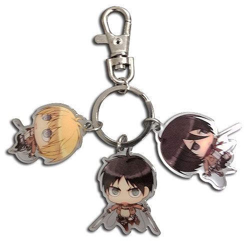 Attack On Titan - Eren, Mikasa, Armin Metal Keychain, an officially licensed product in our Attack On Titan Key Chains department.
