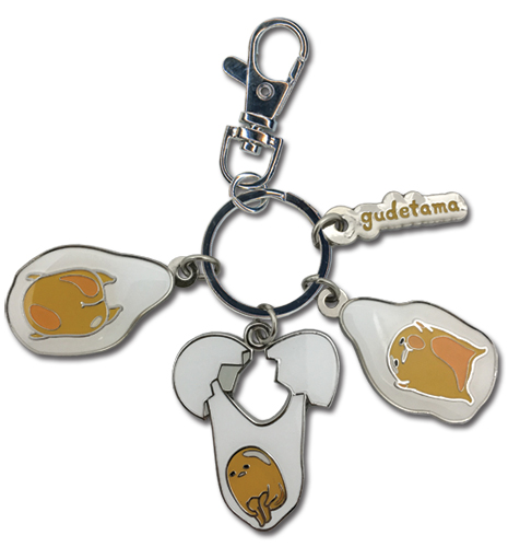 Gudetama - Gudetama Falling Enamel Metal Multi-Charm Keychain, an officially licensed product in our Gudetama Key Chains department.