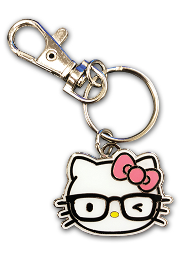 Hello Kitty - Hello Kitty With Eyeglasses Enamel Metal Keychain, an officially licensed product in our Hello Kitty Key Chains department.