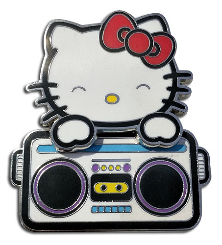 Hello Kitty - Hello Kitty Bopping Radio Pin, an officially licensed product in our Hello Kitty Pins & Badges department.