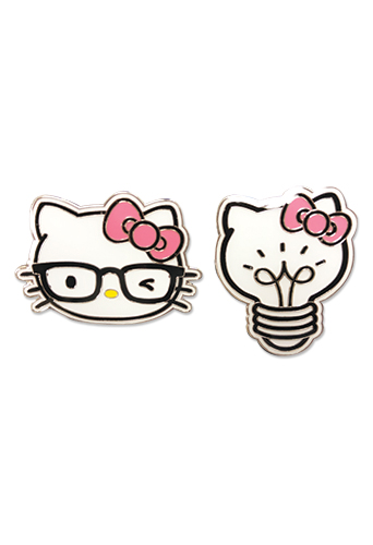 Hello Kitty - Kitty Head And Light Bulb Enamel Pin Set, an officially licensed product in our Hello Kitty Pins & Badges department.