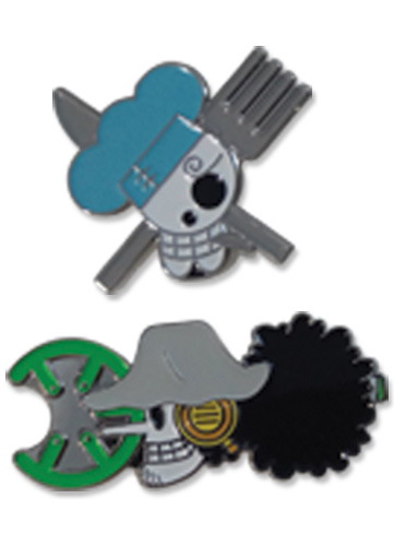 One Piece - Sanji & Usopp Skull Pin Set 1.5'', an officially licensed product in our One Piece Pins & Badges department.