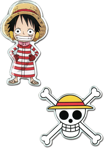 One Piece - Luffy & Luffy Skull Metal Pins, an officially licensed product in our One Piece Pins & Badges department.