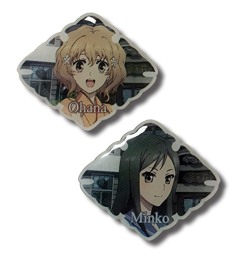 Hanasaku Iroha - Ohana & Minko Metal Pins, an officially licensed product in our Hanasaku Iroha Pins & Badges department.