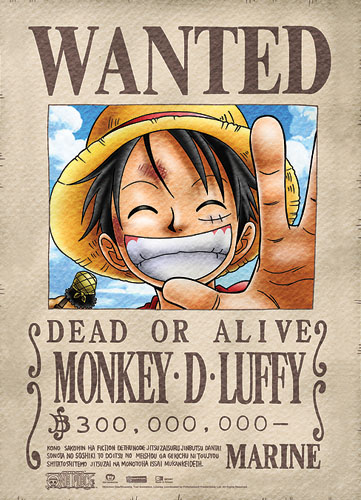 One Piece Luffy Wanted Wallscroll, an officially licensed product in our One Piece Wall Scroll Posters department.