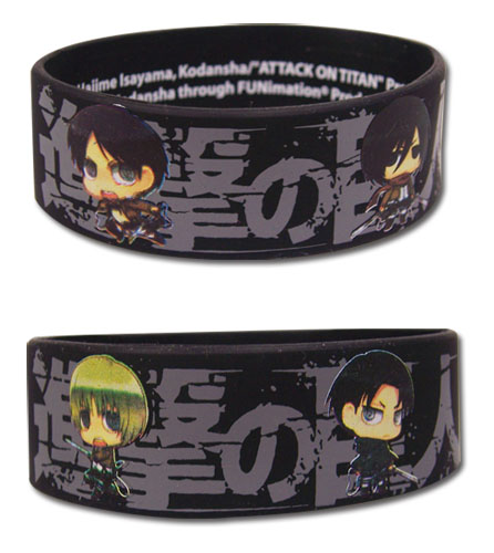 Attack On Titan - Sd Line Up Pvc Wristband, an officially licensed product in our Attack On Titan Wristbands department.