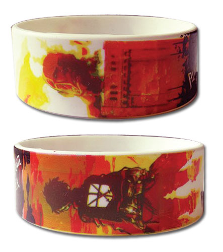 Attack On Titan - Eren & Colossal Titan Staredown Pvc Wristband, an officially licensed product in our Attack On Titan Wristbands department.