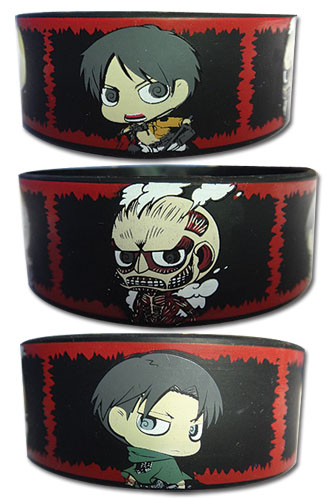 Attack On Titan - Sd Group Panels Pvc Wristband, an officially licensed product in our Attack On Titan Wristbands department.
