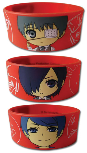 Tokyo Ghoul - Kaneki, Touka, Shuu Sd Pvc Wristband, an officially licensed product in our Tokyo Ghoul Wristbands department.