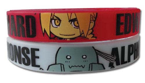 Fullmetal Alchemist - Ed & Al Sd Pvc Wristband Set, an officially licensed product in our Fullmetal Alchemist Wristbands department.
