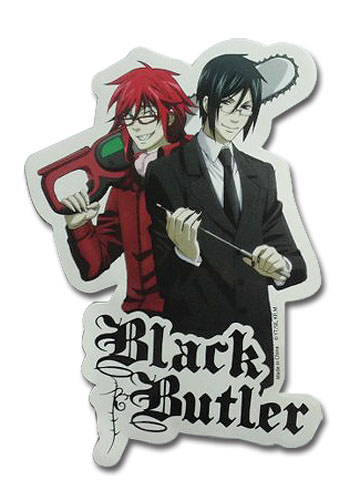 Black Butler - Grell And Sebastian Sensei Sticker, an officially licensed product in our Black Butler Stickers department.