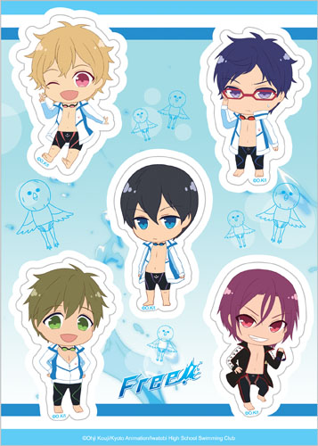 Free! - Group Sd Swimsuit Sticker Set, an officially licensed product in our Free! Stickers department.