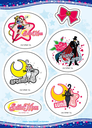 Sailor Moon - Sailor Moon & Luna & Artemis & Tuxedokamen Sticker Set 5X7'', an officially licensed product in our Sailor Moon Stickers department.