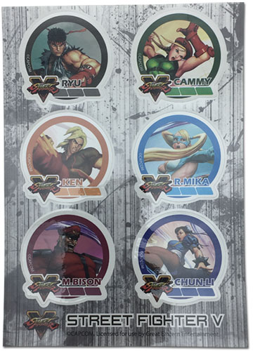 Street Fighter V - Group 002 Sticker Sheet, an officially licensed product in our Street Fighter Stickers department.