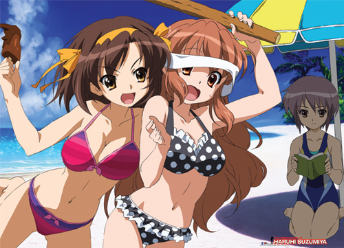 Haruhi Suzumiya 2 Haruhi, Nagato, Mikuru At Beach Wallscroll, an officially licensed product in our Haruhi Wall Scroll Posters department.