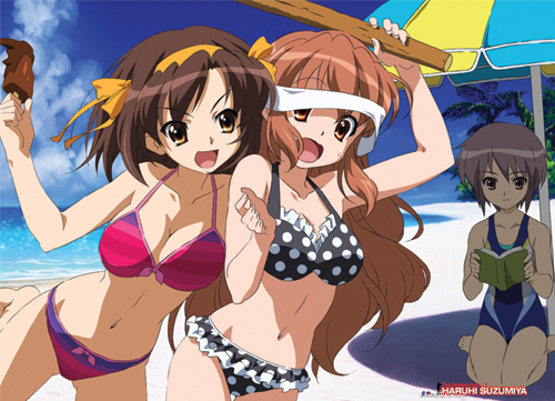 Haruhi Suzumiya 2 Haruhi, Nagato, Mikuru At Beach Wallscroll, an officially licensed product in our Haruhi Wall Scroll Posters department.