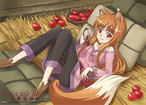 Spice And Wolf Holo With Apple Wallscroll, an officially licensed product in our Spice & Wolf Wall Scroll Posters department.