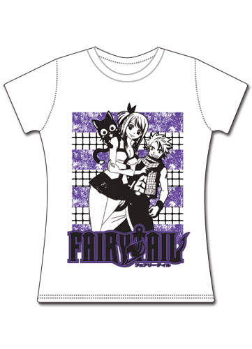 Fairy Tail Happy, Lucy, & Natsu Jrs T-Shirt L, an officially licensed product in our Fairy Tail T-Shirts department.