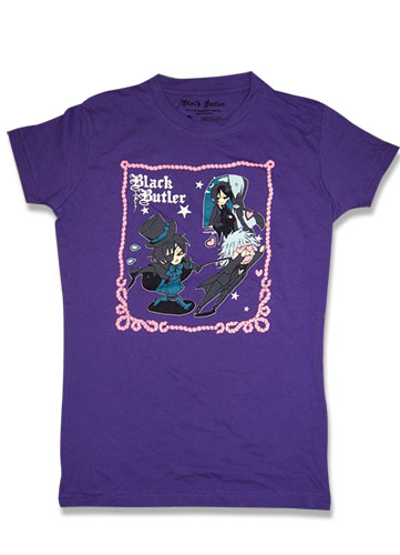 Black Butler Sebastian, Ciel & Pluto T-Shirt S, an officially licensed Black Butler product at B.A. Toys.