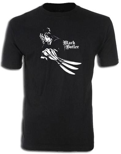 Black Butler- Sebastian Knives Mens Screen Print T-Shirt S, an officially licensed Black Butler product at B.A. Toys.