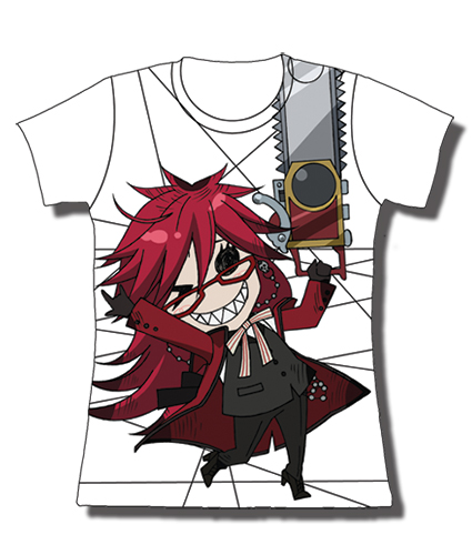 Black Butler Grell With Chainsaw Jrs T-Shirt S, an officially licensed Black Butler product at B.A. Toys.
