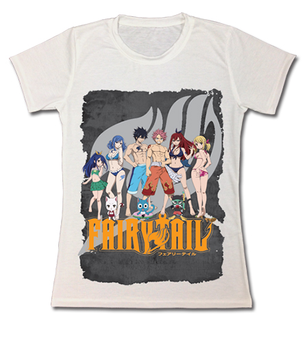 Fairy Tail - Beach Group Dye Sublimation Jr. T-Shirt M, an officially licensed product in our Fairy Tail T-Shirts department.