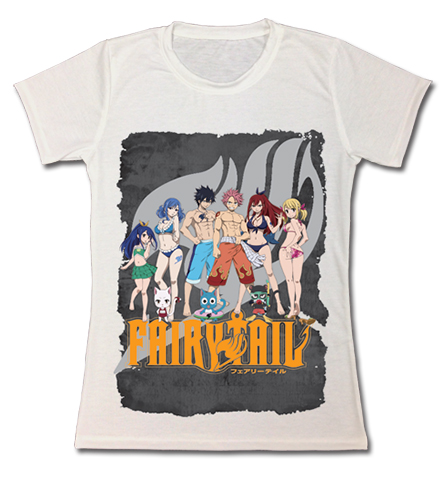 Fairy Tail - Beach Group Dye Sublimation Jr. T-Shirt L, an officially licensed product in our Fairy Tail T-Shirts department.