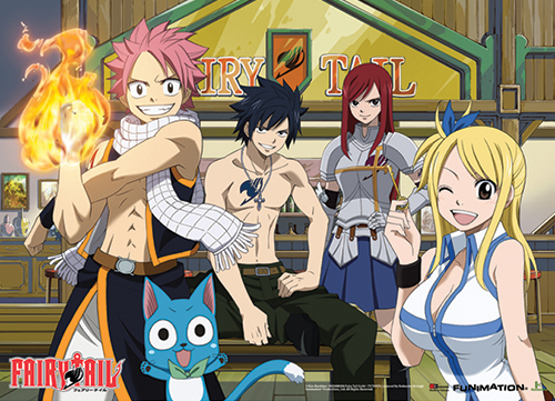 Fairy Tail Group In Front Of Bar Wallscroll, an officially licensed product in our Fairy Tail Wall Scroll Posters department.
