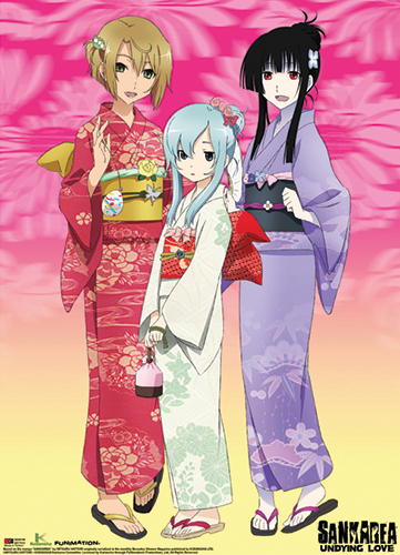 Sankarea - Rea, Mero & Ranko Kimono Wallscroll, an officially licensed product in our Sankarea Wall Scroll Posters department.