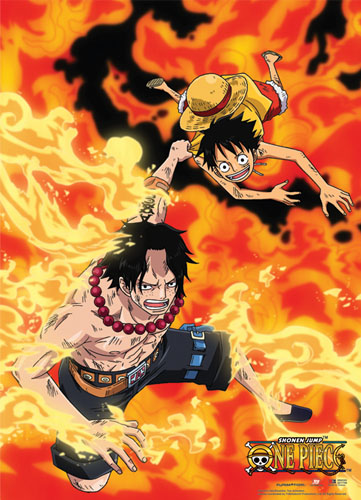 One Piece - Luffy & Ace In Flames Wallscroll, an officially licensed product in our One Piece Wall Scroll Posters department.