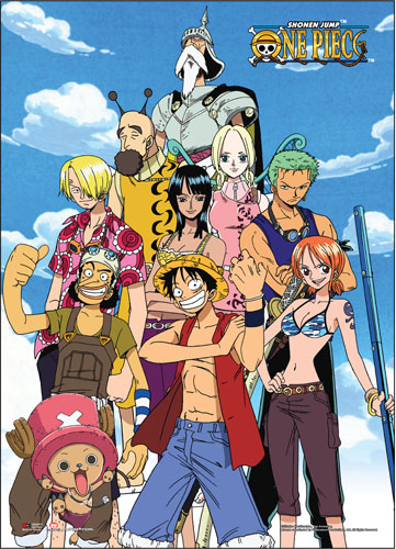 One Piece - Straw Hat Pirates & Skypiean Friends Wall Scroll, an officially licensed product in our One Piece Wall Scroll Posters department.