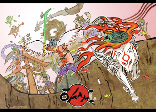 Okami - Group Shot Wallscroll, an officially licensed product in our Okamiden Wall Scroll Posters department.