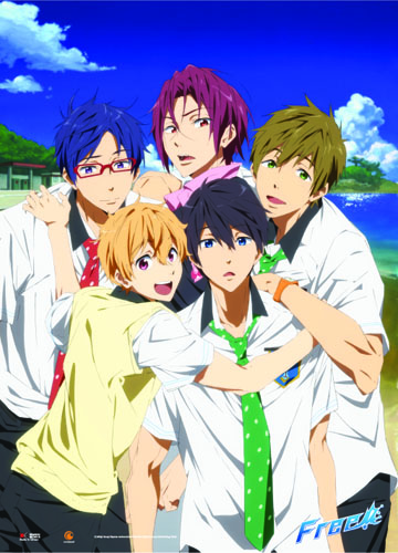 Free! - Nagisa, Haruka, Makoto, Rin And Rei Wall Scroll, an officially licensed product in our Free! Wall Scroll Posters department.