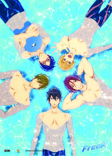 Free! - Makoto, Haruka, Rin, Nagisa And Rei Wall Scroll, an officially licensed product in our Free! Wall Scroll Posters department.